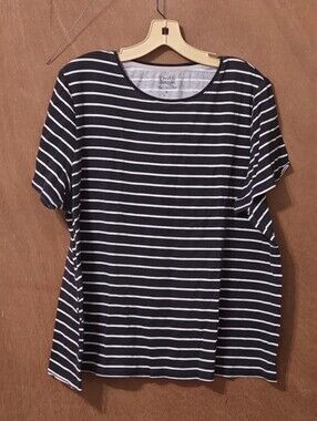Croft & Barrow Black & White Stripe with U-shaped Neck  Size 2X